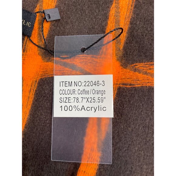 Unisex Black Grey and Orange Square Pattern Scarf One Size - New - Picture 5 of 7